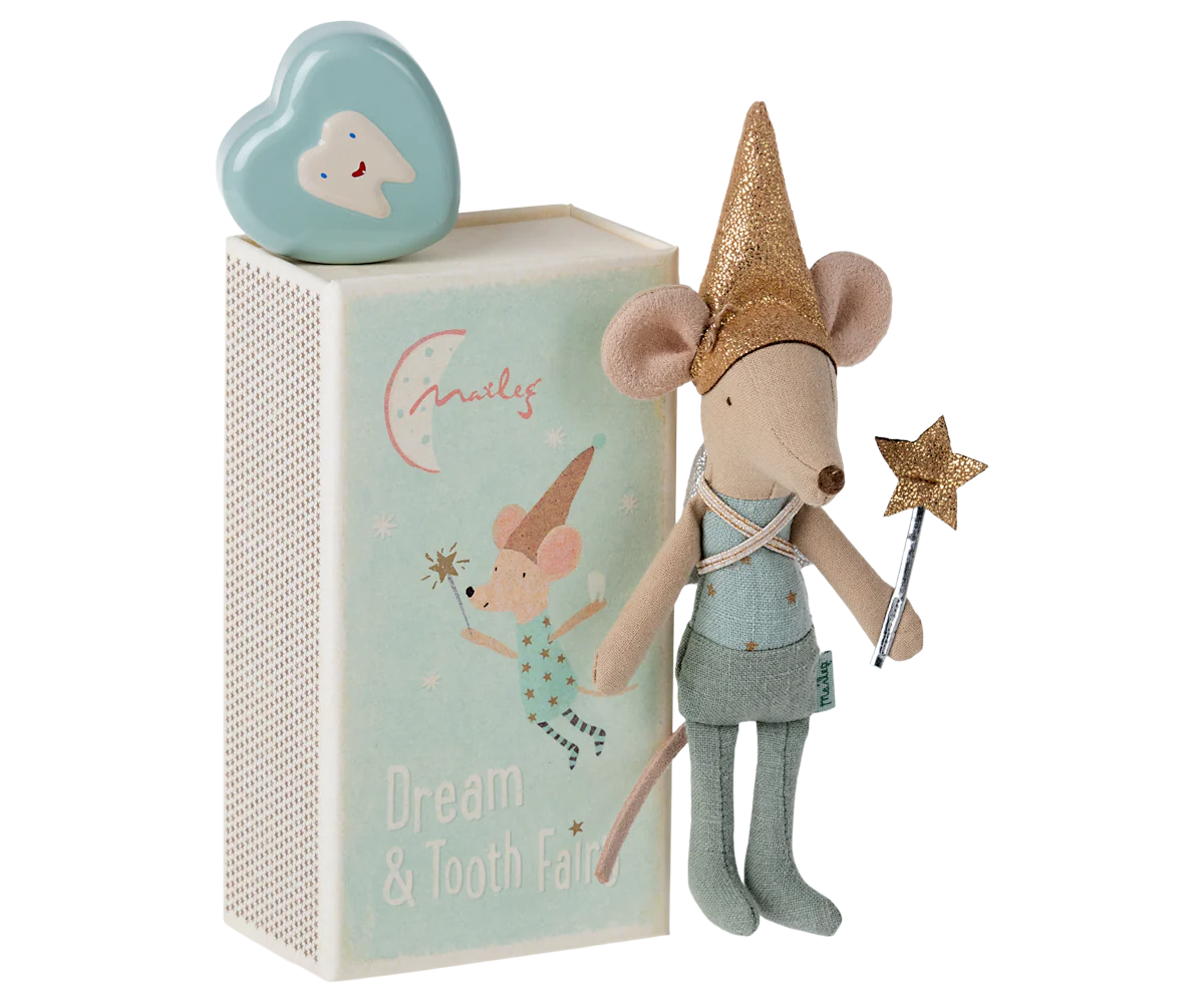 Tooth Fairy Mouse in Matchbox, Blue