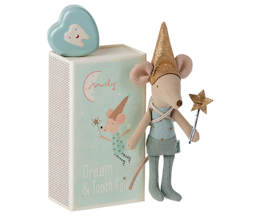 Tooth Fairy Mouse in Matchbox, Blue