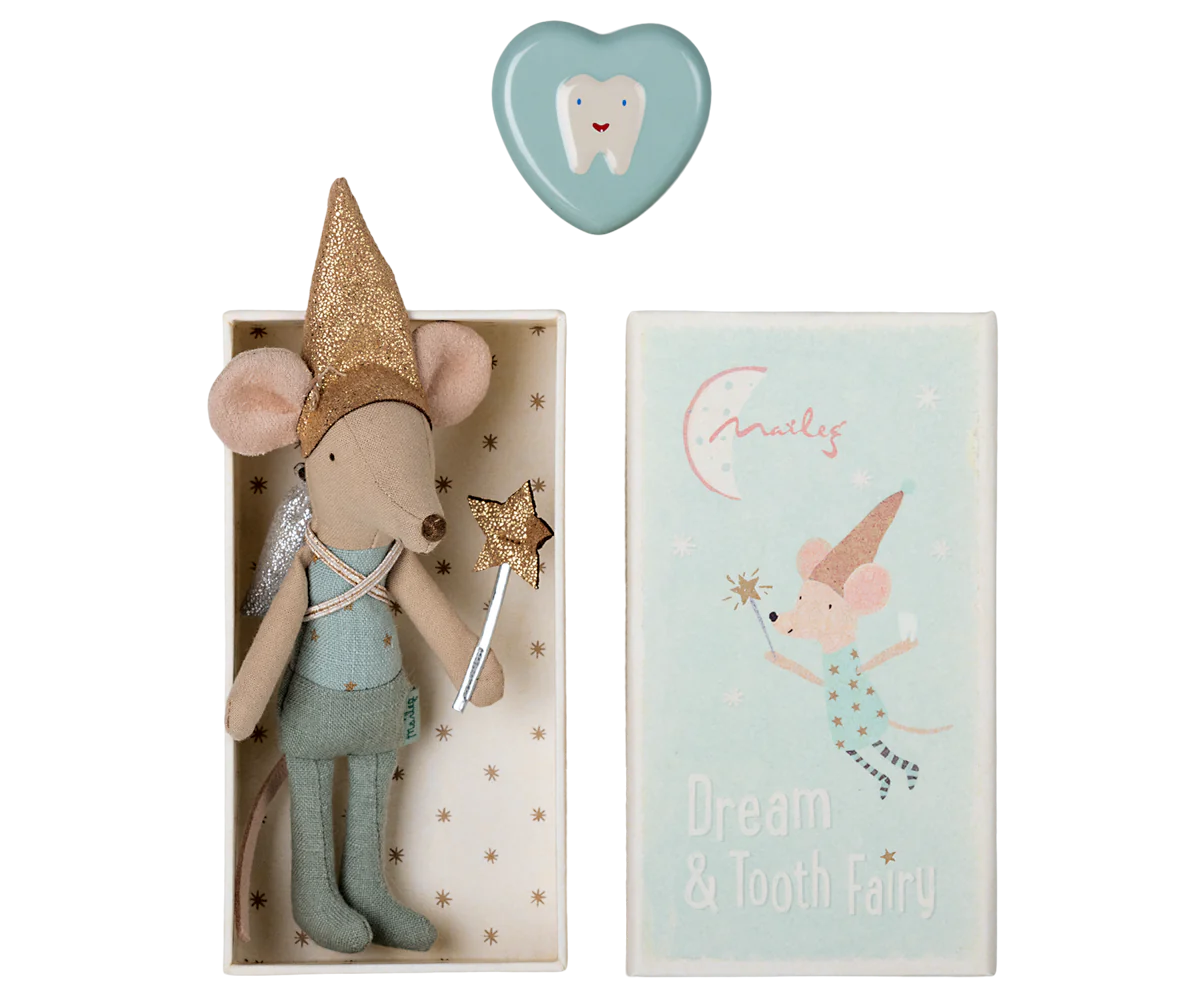 Tooth Fairy Mouse in Matchbox, Blue