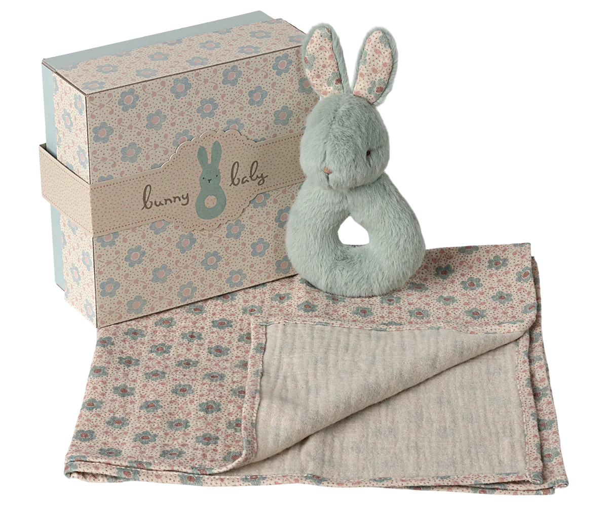 PREORDER - Rabbit rattle set - Mint