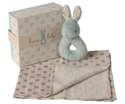 PREORDER - Rabbit rattle set - Mint