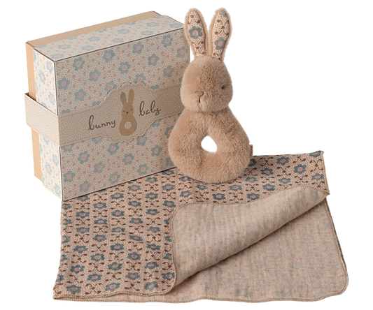 PREORDER - Rabbit rattle set - Cream peach