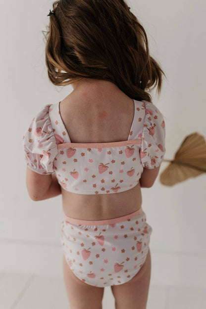 Strawberry Puff Sleeve Swimsuit