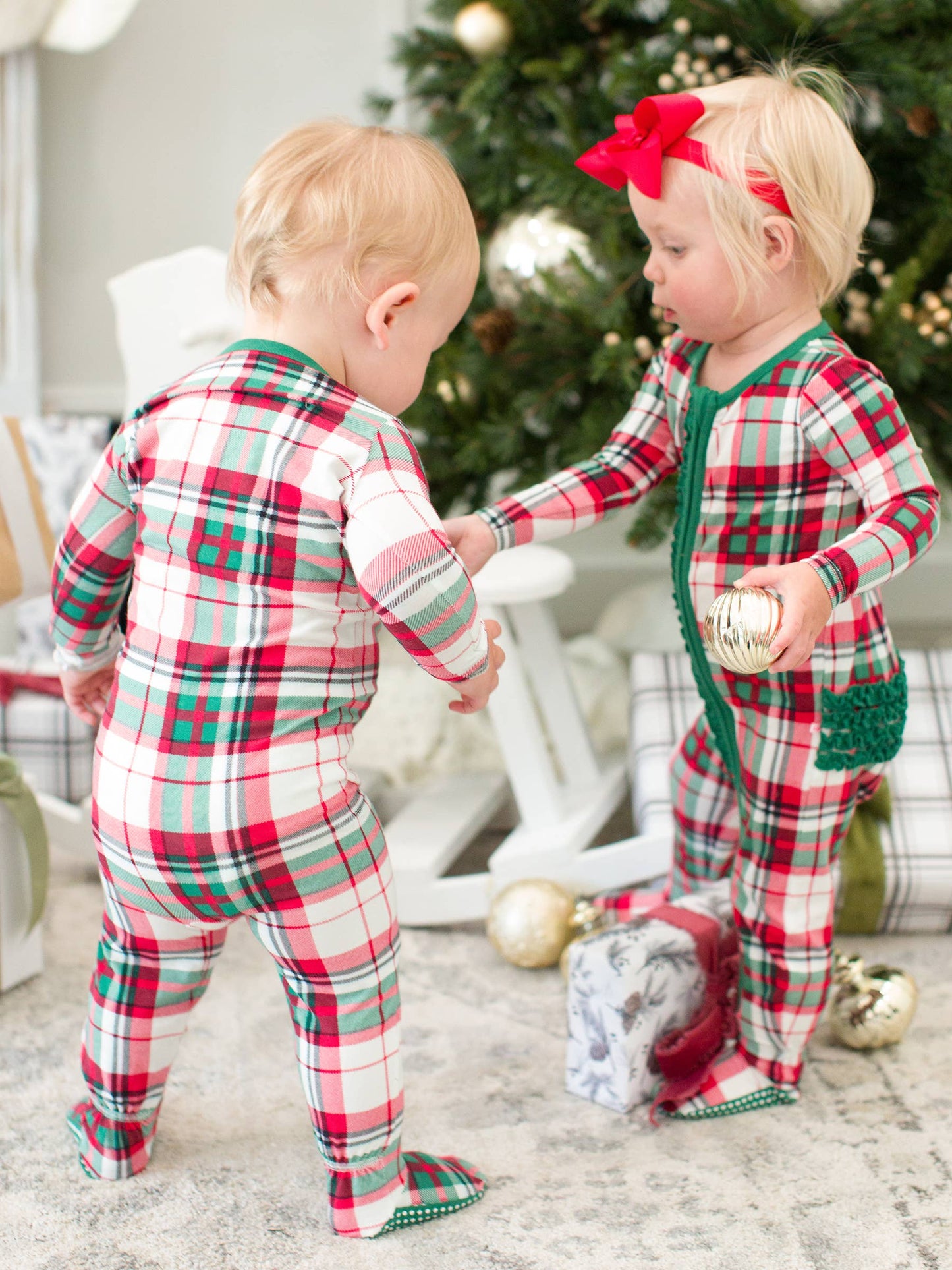 Dashing Dreams Plaid Modal Footed Ruffle Pajama