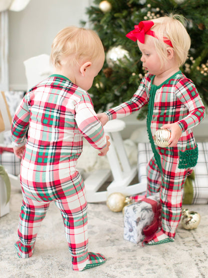 Dashing Dreams Plaid Modal Footed Ruffle Pajama