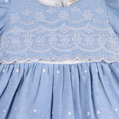 Isla Chambray Baby Dress + Bloomer