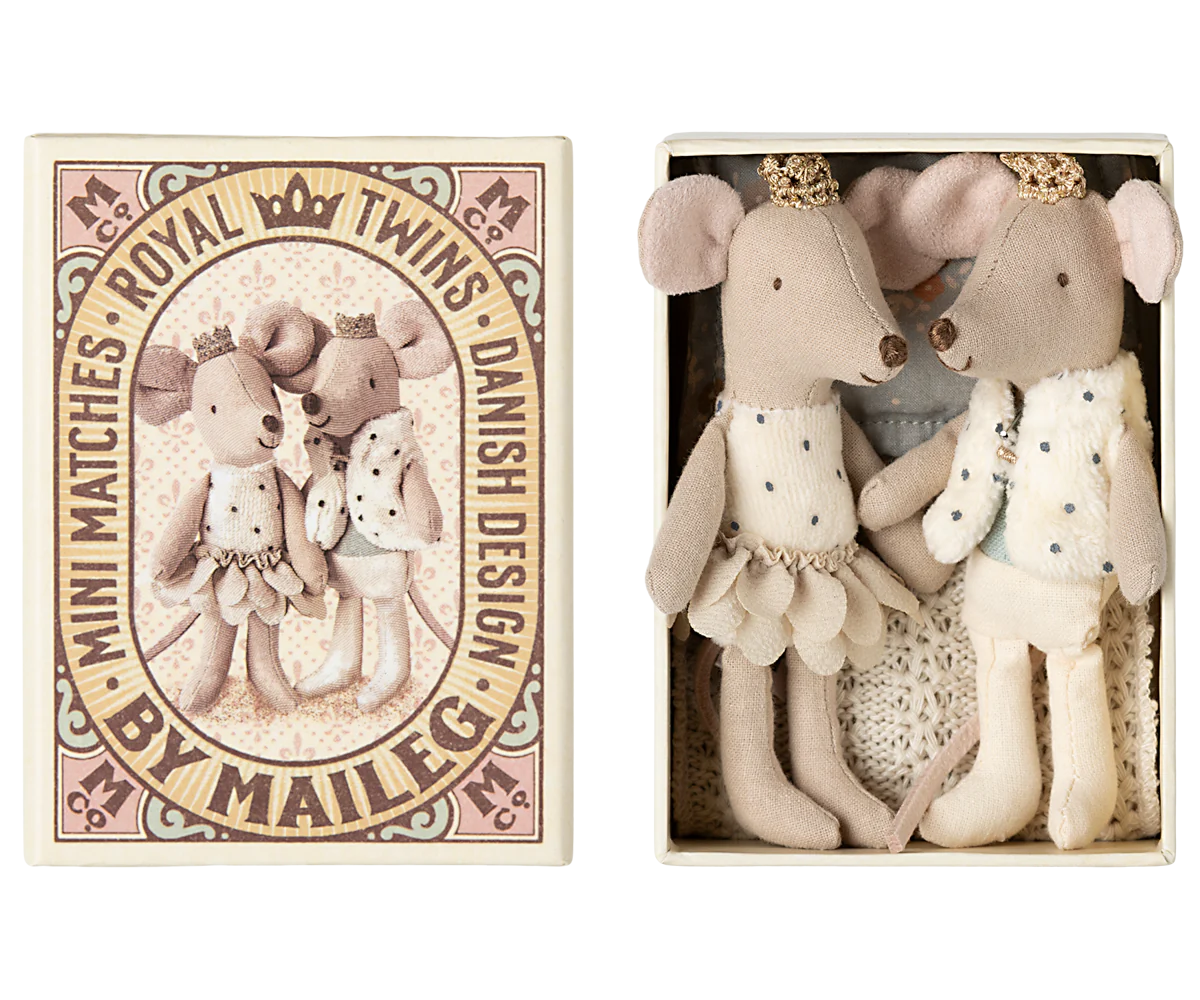 PREORDER - Royal twin mice, Little sister and brother in matchbox