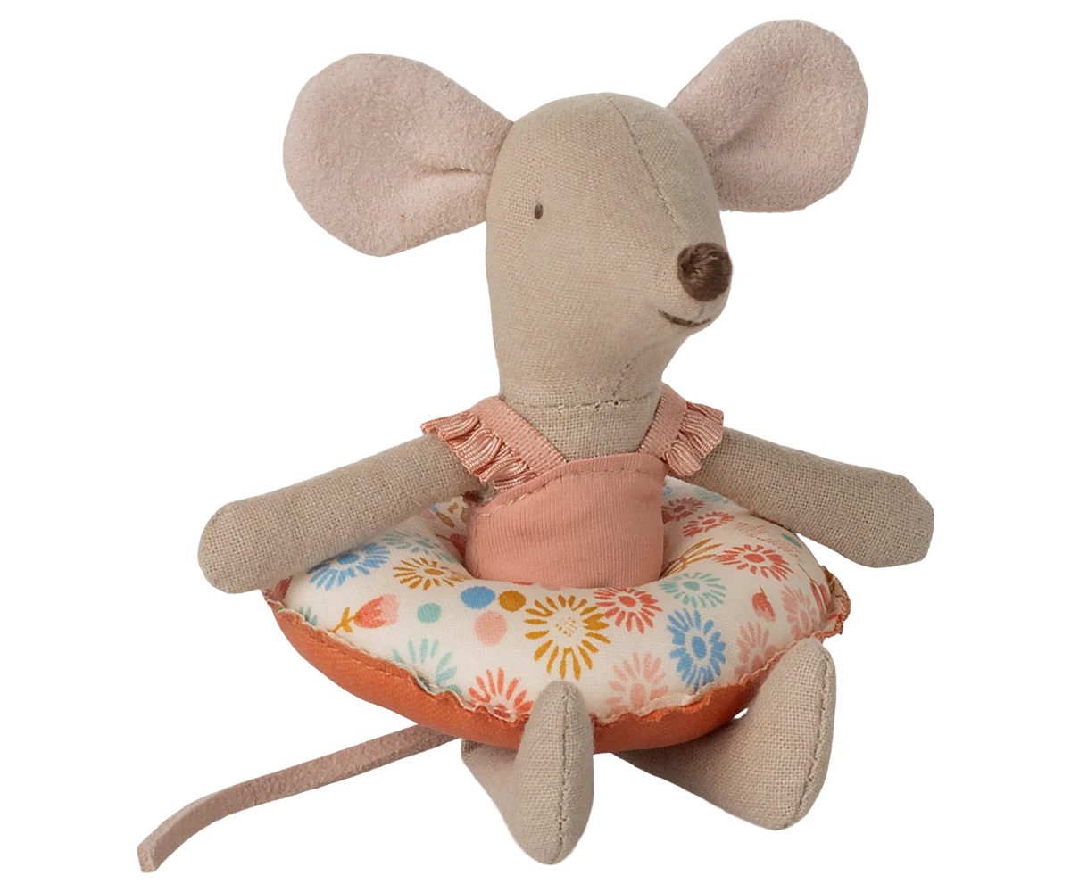 PREORDER - Beach mouse with float, Little sister - Flower