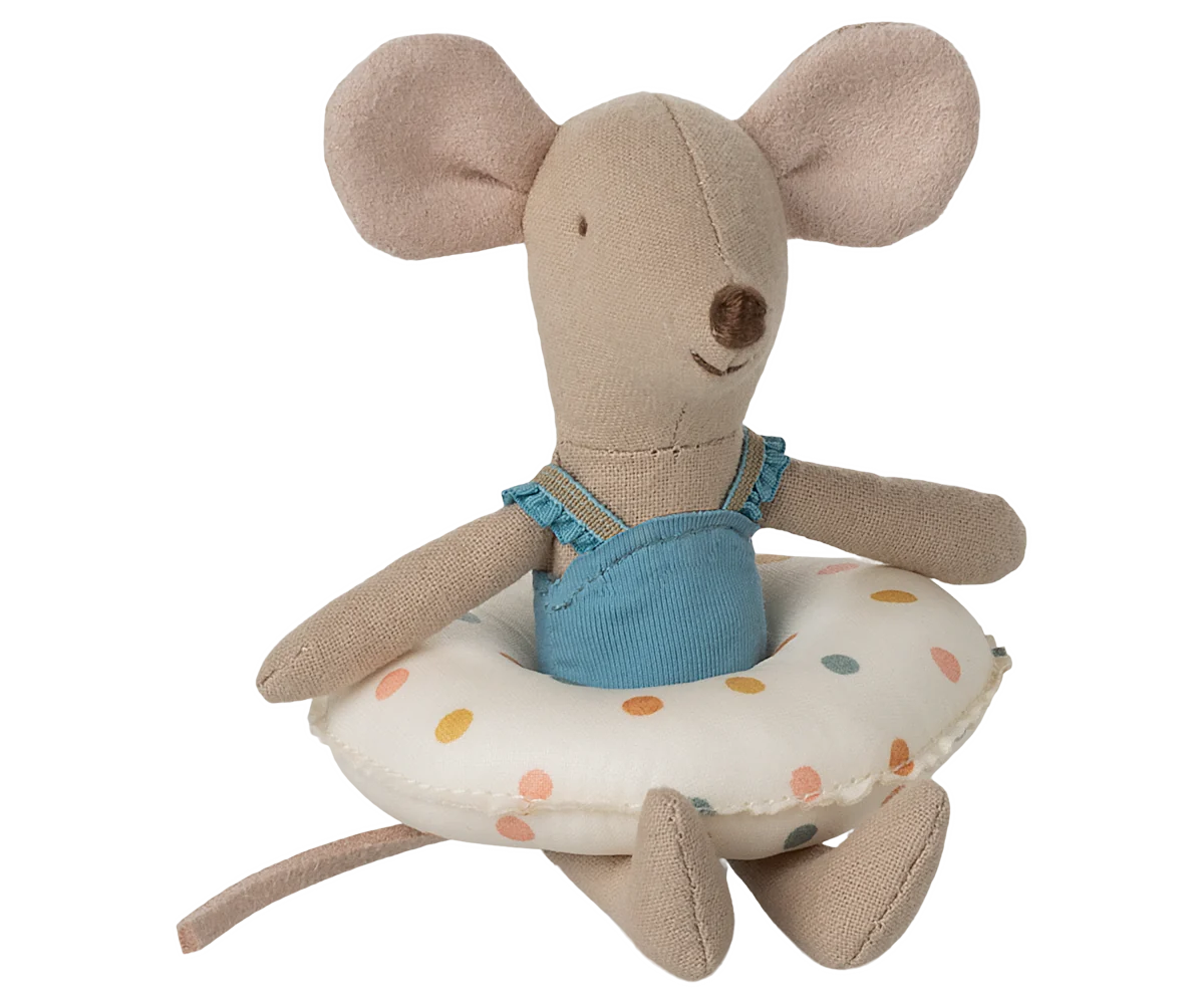 PREORDER - Beach mouse with float, Little sister - Multi dot