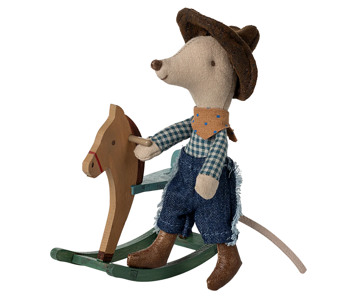 PREORDER - Cowboy mouse on rocking horse, Little brother