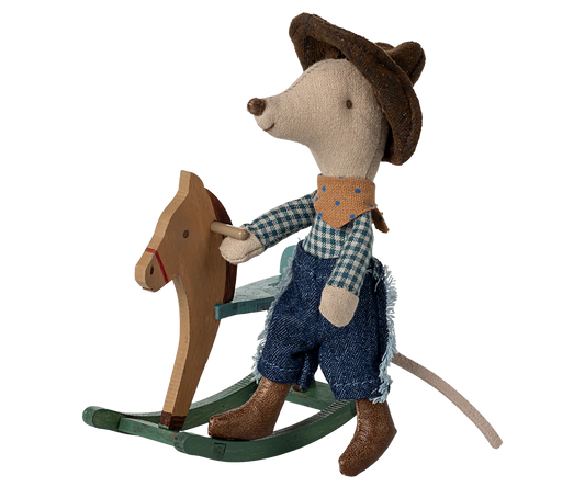 PREORDER - Cowboy mouse on rocking horse, Little brother