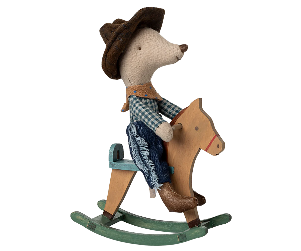 PREORDER - Cowboy mouse on rocking horse, Little brother