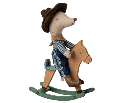 PREORDER - Cowboy mouse on rocking horse, Little brother