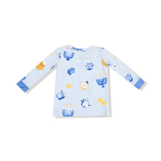 Hanukkah - Blue Long Sleeve Loungewear Set
