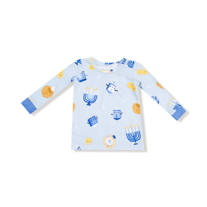 Hanukkah - Blue Long Sleeve Loungewear Set