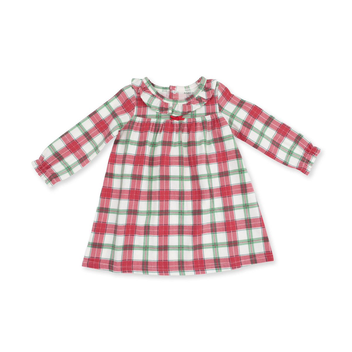 Holiday Plaid - Long Sleeve Gown with Ruffle Collar