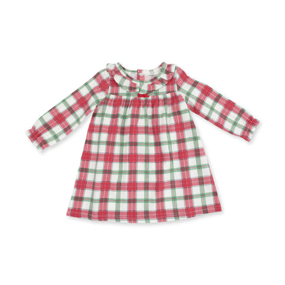 Holiday Plaid - Long Sleeve Gown with Ruffle Collar