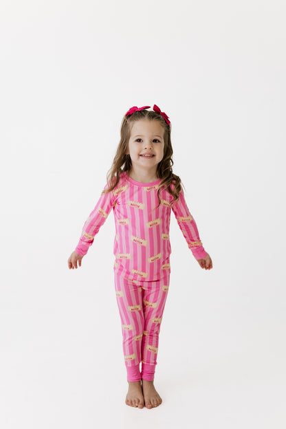 Pink Stripe Butter Two Piece Set - view 1