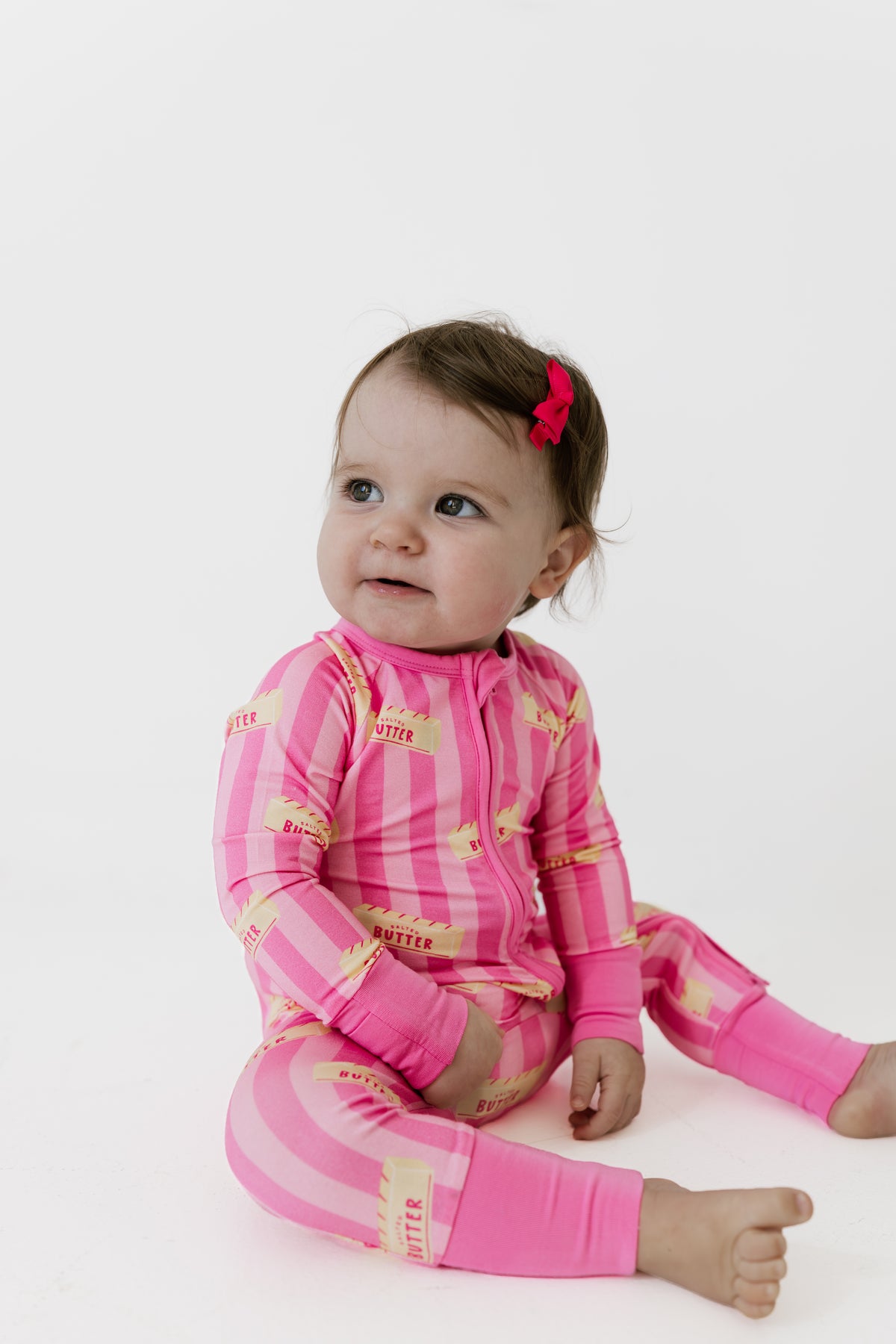 Pink Stripe Butter Zipper Romper - view 5