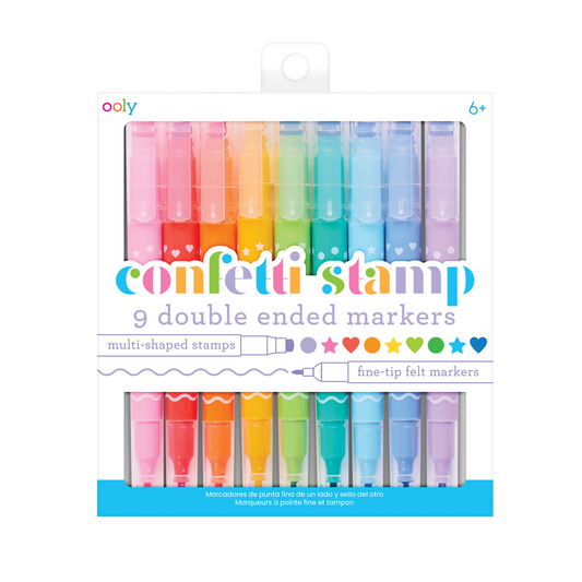 Confetti Stamp Double-Ended Markers - Stamp & Fine Tip - Set of 9