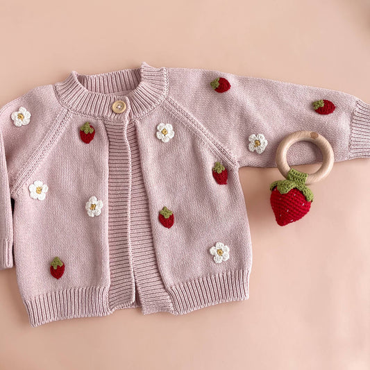 Strawberry + Flower Cardigan