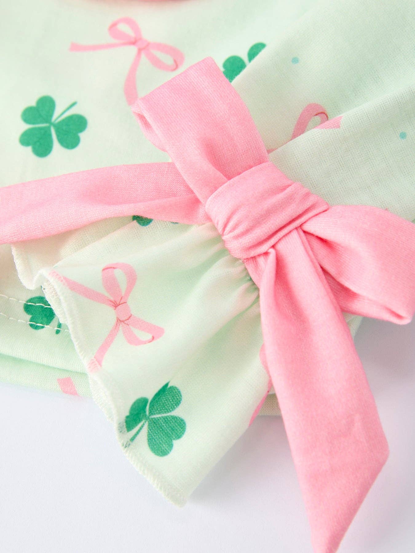 St. Patrick's Day Bow Shamrock Ruffles Pajama Set