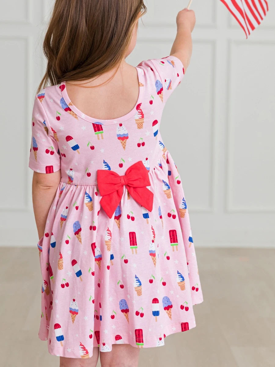 Girls Sweet Freedom Short Sleeve Knit Twirl Dress