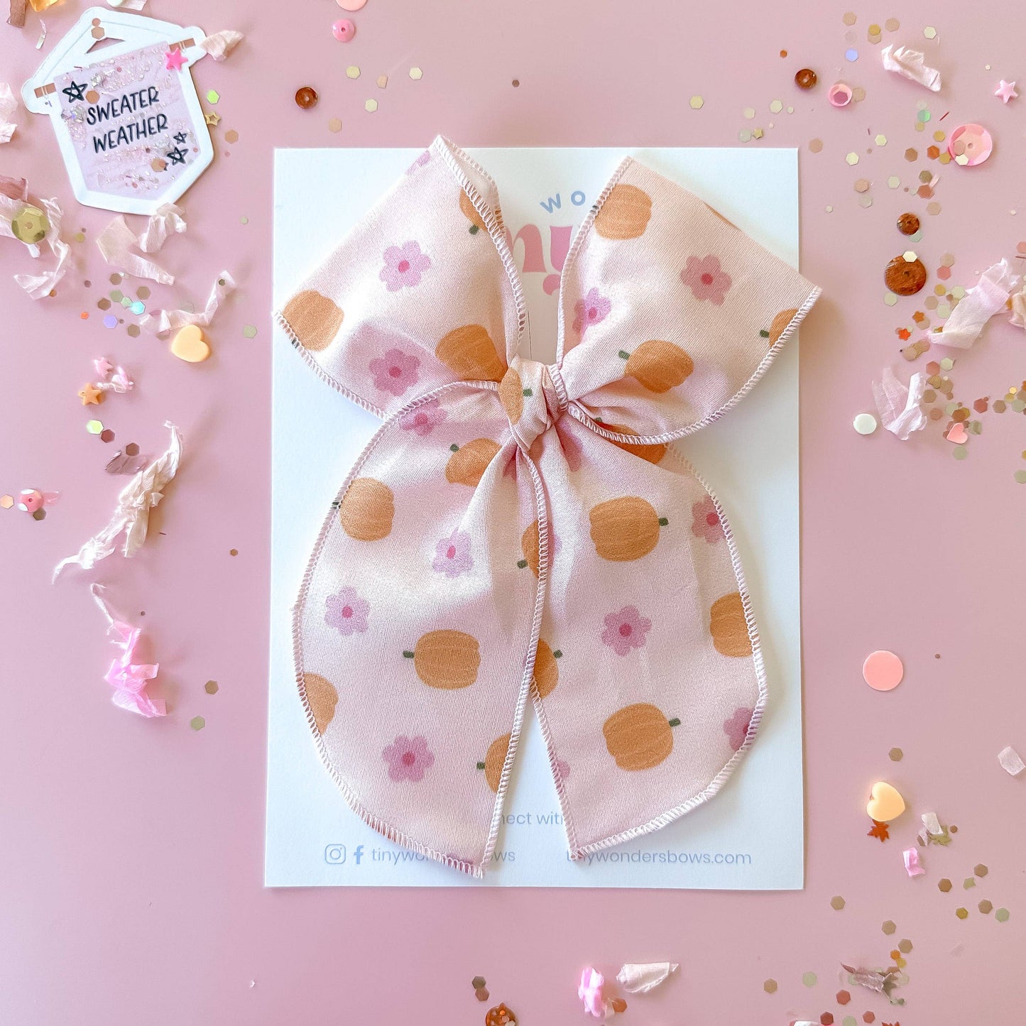 Fall Hair Bow with Pumpkins and Flowers