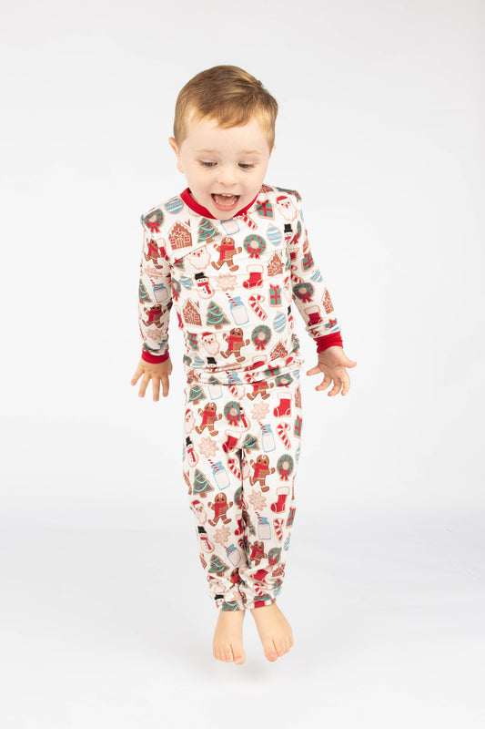 Milk and Cookies Christmas Bamboo Pajamas Kids Set