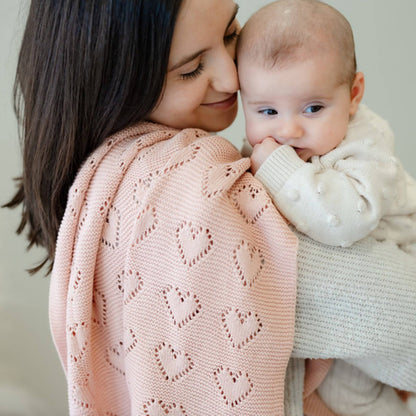 100% Luxury Cotton Swaddle Receiving Baby Blanket - Heart