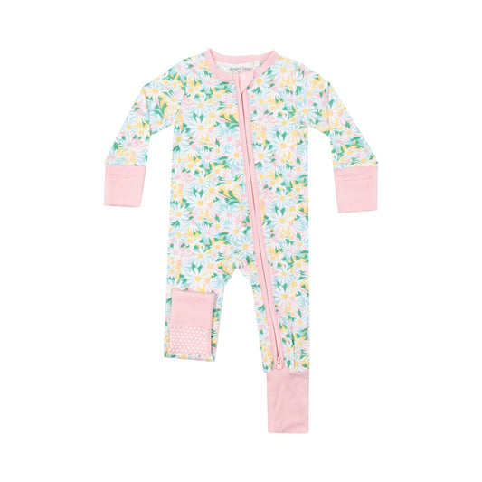 2 Way Zipper Romper, Color Fill Daisies