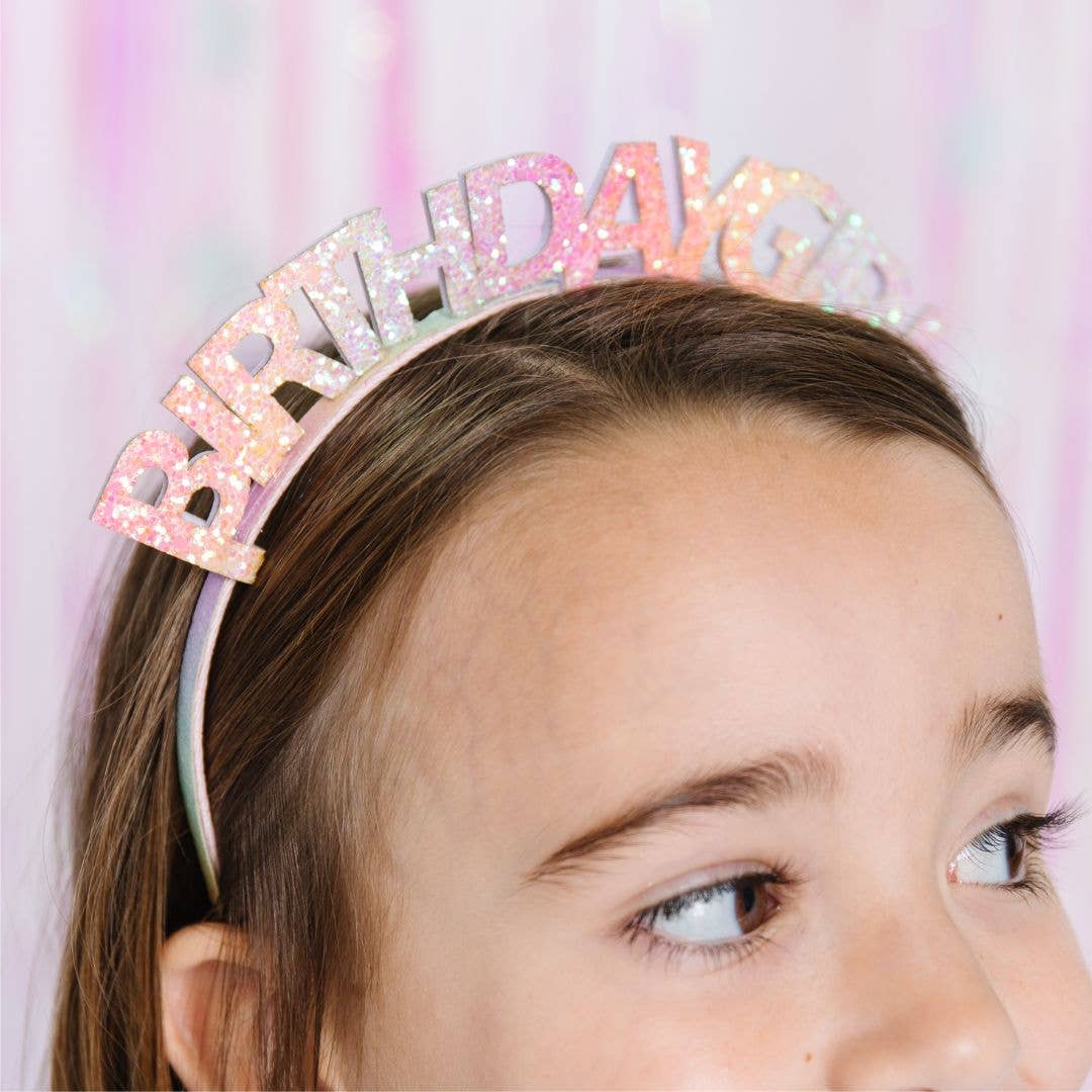 Pastel Rainbow Birthday Girl Headband - Birthday Headband
