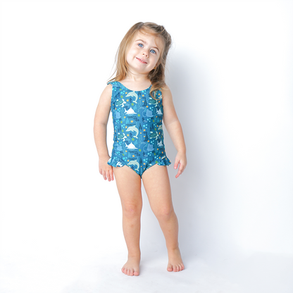 Ocean Friends Ruffle Leg Swimsuit