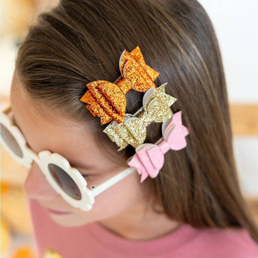 Golden Blush Bow Clip Set