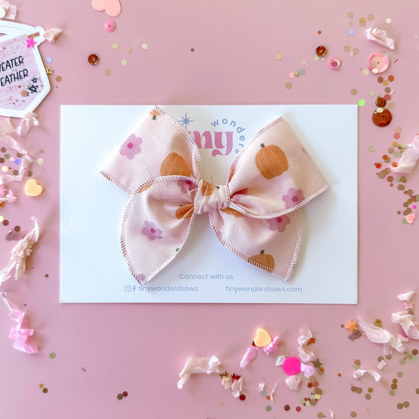 Fall Hair Bow with Pumpkins and Flowers