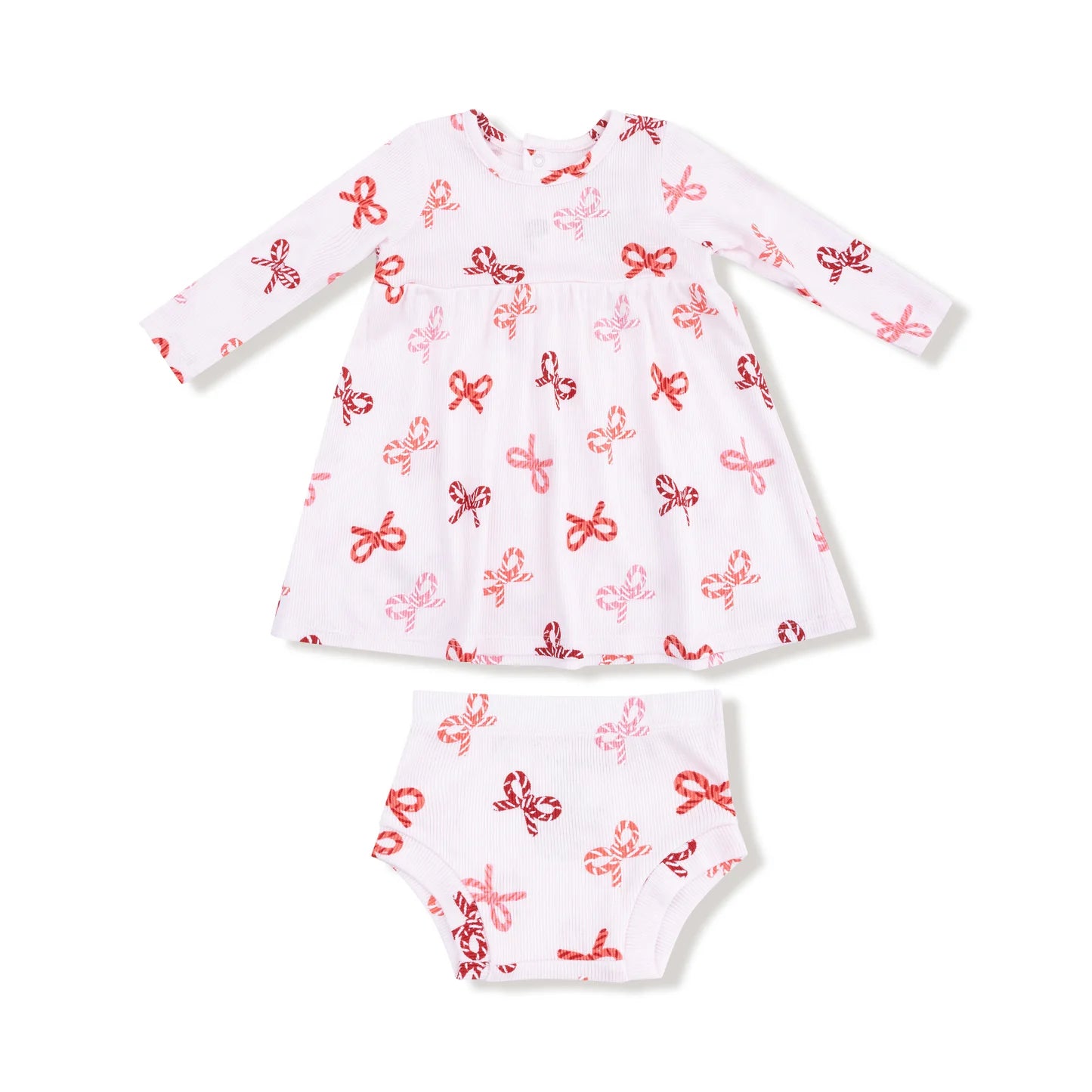 Candy Cane Bows Simple Dress + Bloomer
