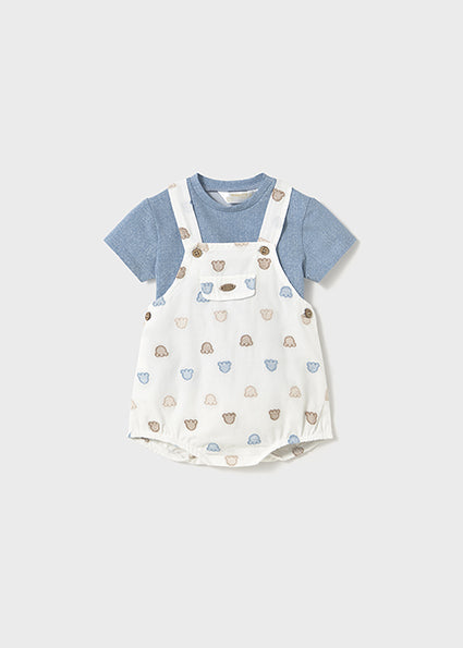 Newborn Embroidered Cloud Dungaree Set with T-Shirt