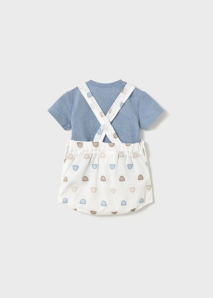 Newborn Embroidered Cloud Dungaree Set with T-Shirt