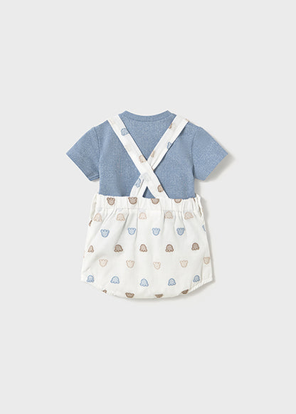 Newborn Embroidered Cloud Dungaree Set with T-Shirt