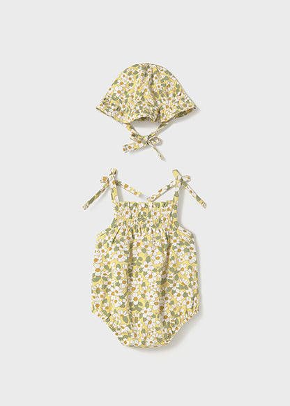 Newborn Floral Dungaree with Hat