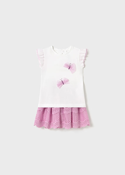 Mauve Tulle Skirt and T-Shirt Set