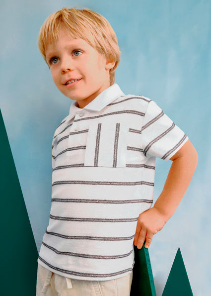 Striped Polo Shirt with Pocket