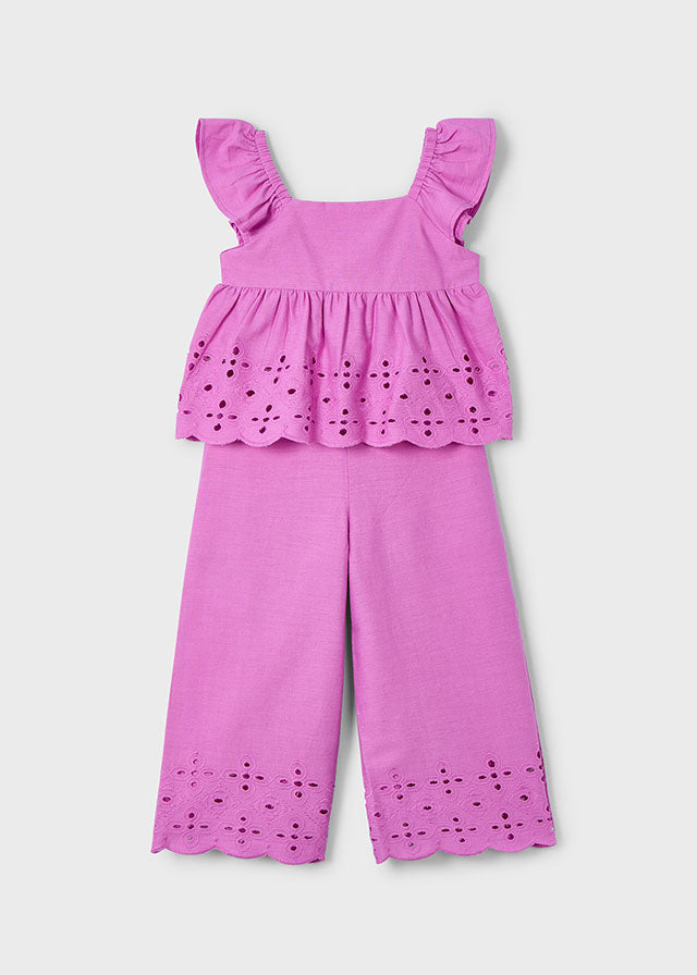 Girl's Eyelet Top and Pants Set