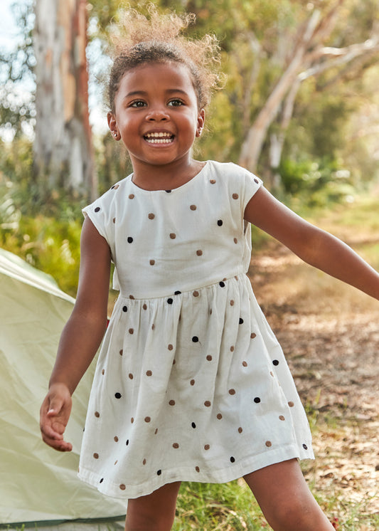 Embroidered Polka Dot Dress