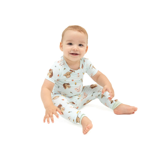 Vintage Animals Faces Blue - Short Sleeve Loungewear Set