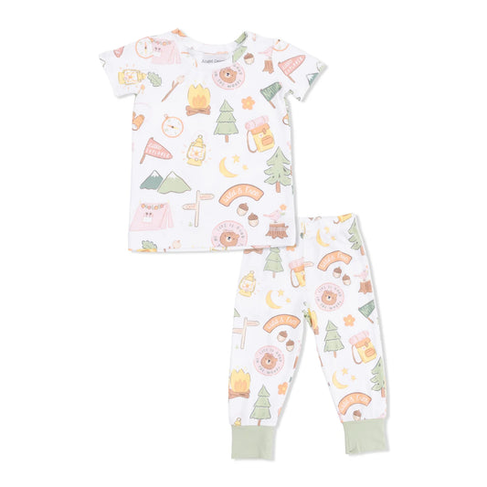 Camping Pink Short Sleeve Loungewear Set