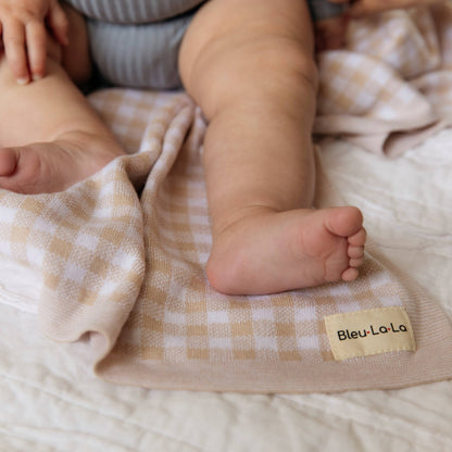 100% Luxury Cotton Checkered Baby Blanket - Pink