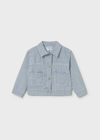 Girls Striped Denim Jacket
