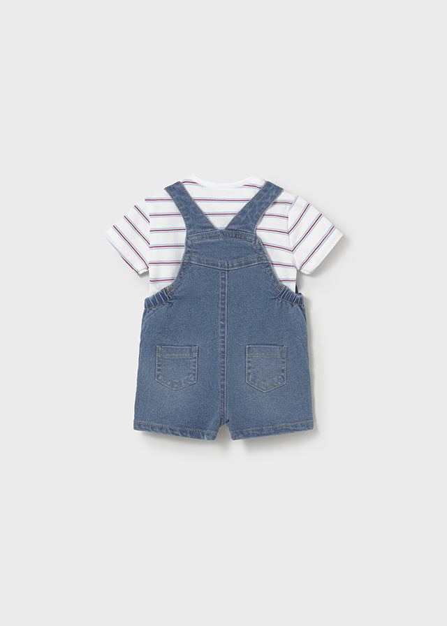 Overalls and Striped Shirt Set