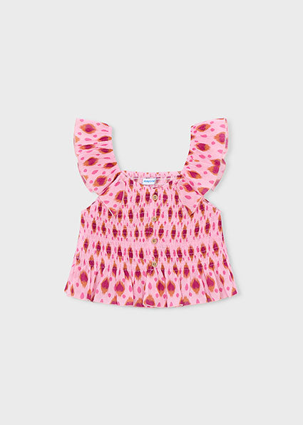 Candy Pink Smocked Bambula Top